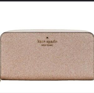 Kate Spade Women's Rose Gold Zip Around Wristlet Wallet Nwot